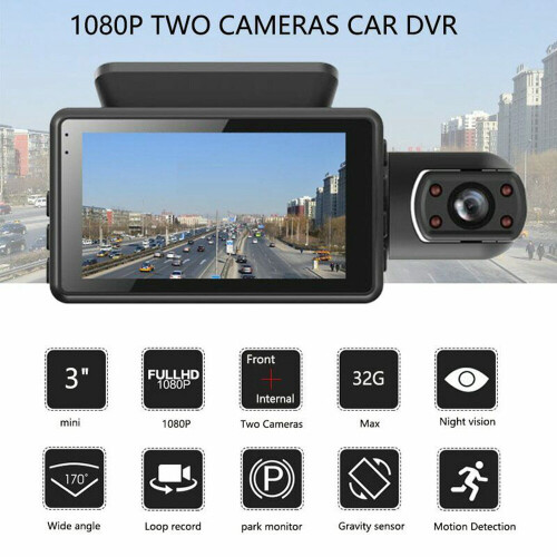 1080P Dual Lens Car Dash Cam Recorder G Sensor Front and Rear Camera 1