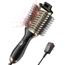 (UK plug version) Hair Dryer Brush Blow Dryer Brush For Wet Hair Golden Dual Purpose Curly Hair