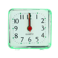 (Green) Square Small Bed Compact Travel Quartz Beep Clock  Bedside Lamp  Batteries Alarm