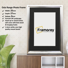 (6x4" Pic (8x6" Frame)) Oslo Style Picture Frames / Silver Photo Frame / Best Photo Frame For Birthday Gifts / Wall Art Poster Frame With Black Mount