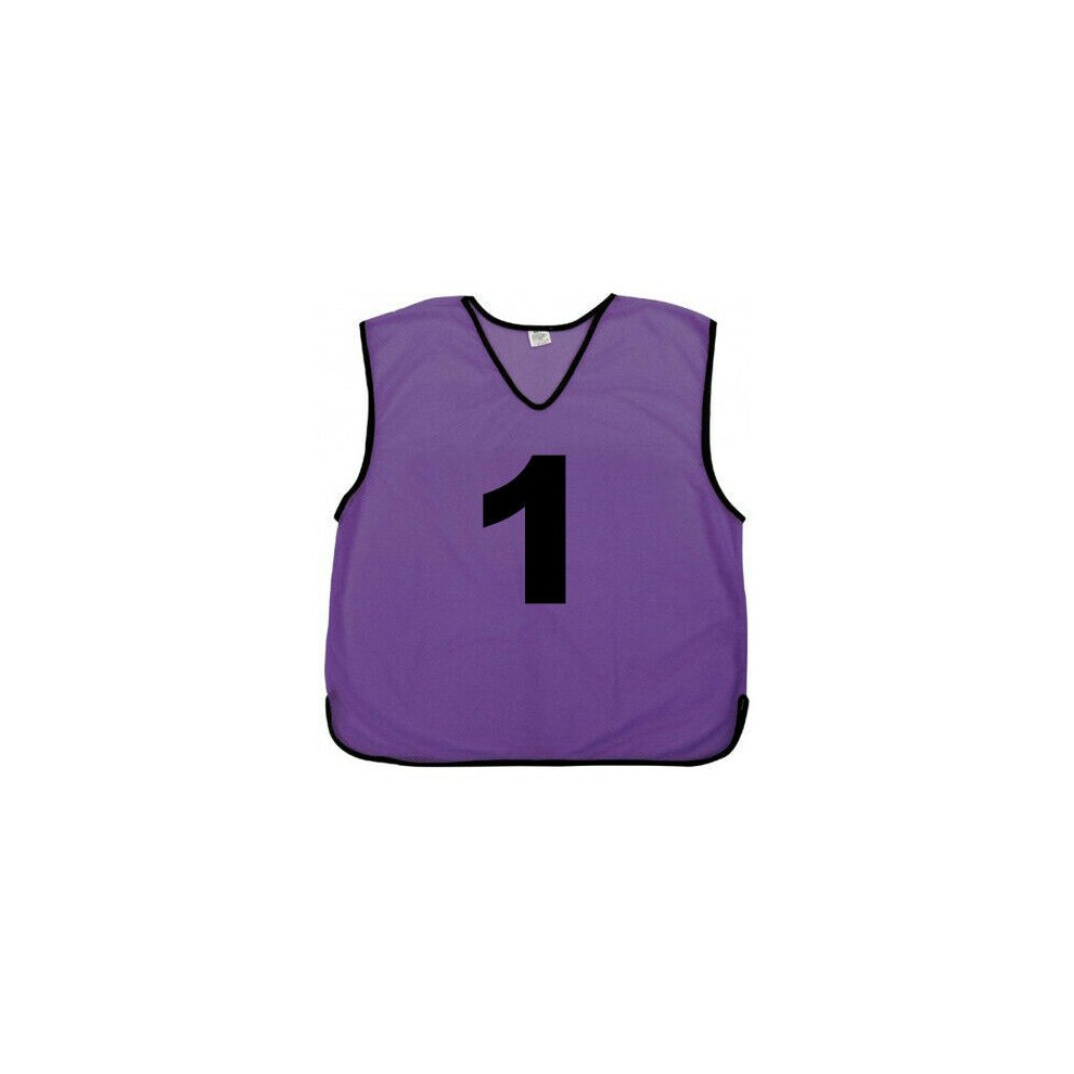 (Purple, Men (To Fit Large To XL)) 10 FOOTBALL MESH TRAINING SPORTS BIBS NUMBERED (1-10 OR number of your choice) Both Sides