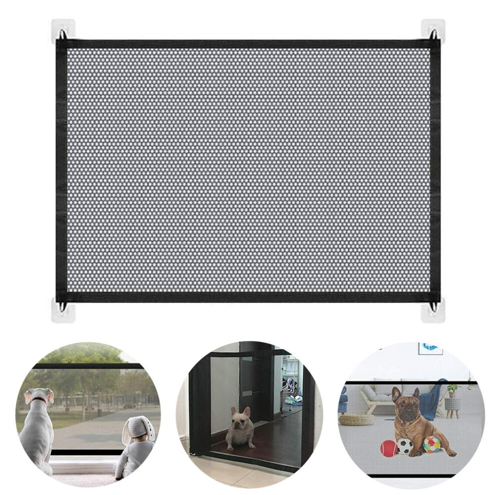 Akkee Magic Pet Gate, 110*72Cm Mesh Dog Gate, Folding Safety Fence Enclosure