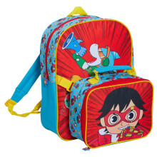 (One Size) Ryans World Backpack With Lunch Bag Kids Boys School Matching Detachable Bag Set