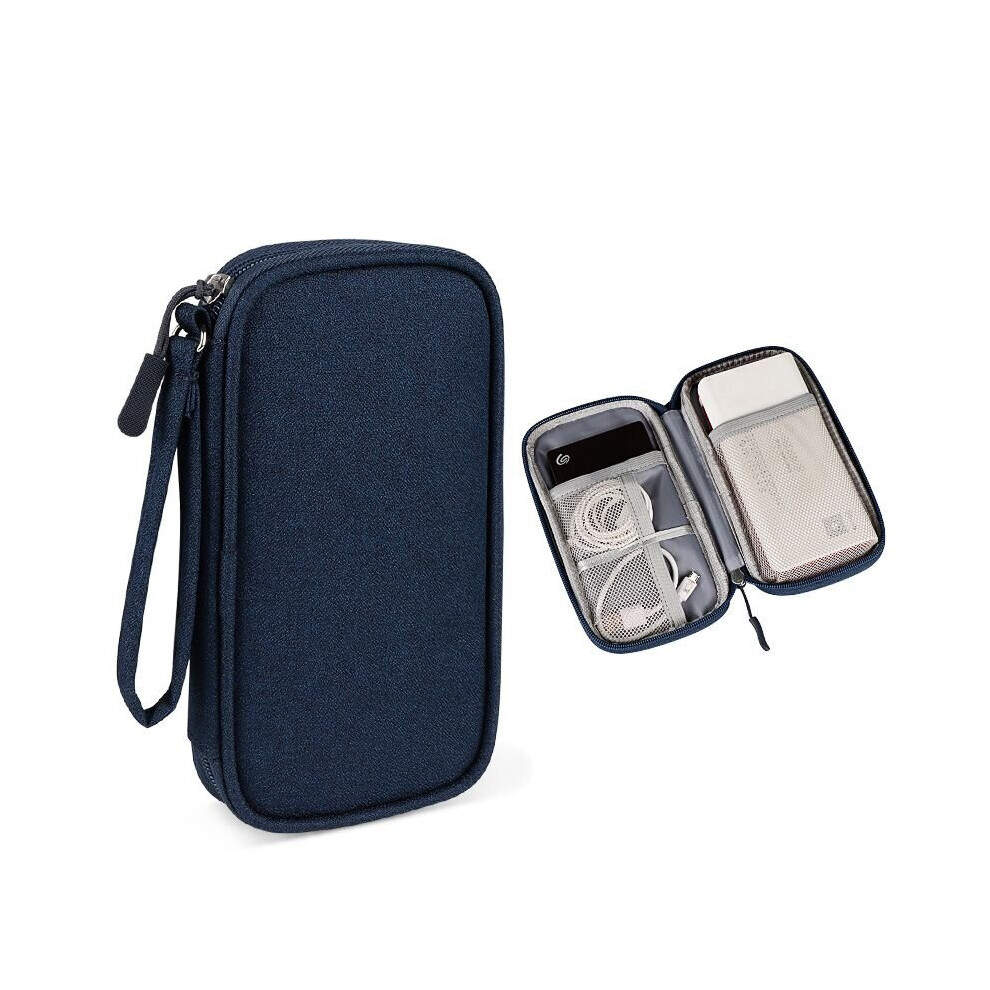 (Navy Blue) Portable Bag Organizer Wires Charger Digital Usb Gadget Power Bank Bag