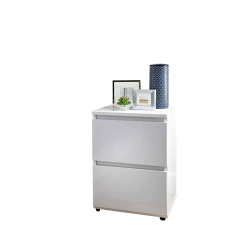 Spot On Dealz White High Gloss 2 Drawer Bedside Table Lamp Nightstand White Bedroom 2