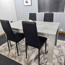 Grey Dining Table & 4 Chairs Wood Stone Grey Effect Kitchen Dining Set