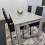 Grey Dining Table & 4 Chairs Wood Stone Grey Effect Kitchen Dining Set 3