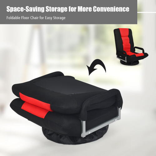 Costway Adjustable 6-Position Folding Floor Chair w/ 360° Swivel Base 1