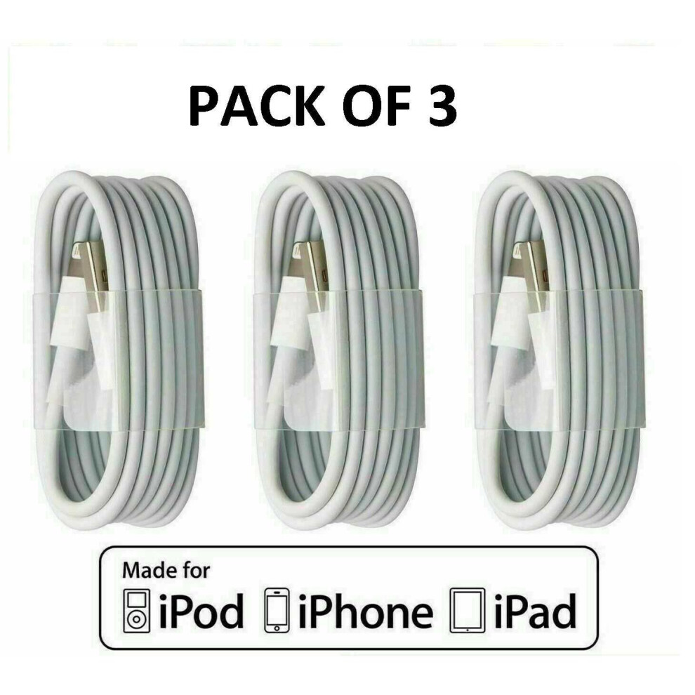 iPhone Charger Fast Genuine USB Cable 1m Pack Of 3