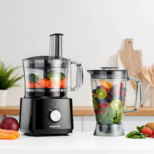 Emperial Food Processor and Blender with Attachments - 750W Black 1