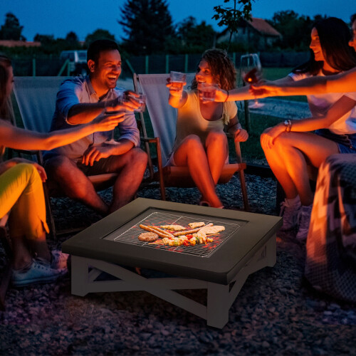 Square 3in1 Durable Elegant Fire Pit Camping Barbecue Outdoor, Best 2