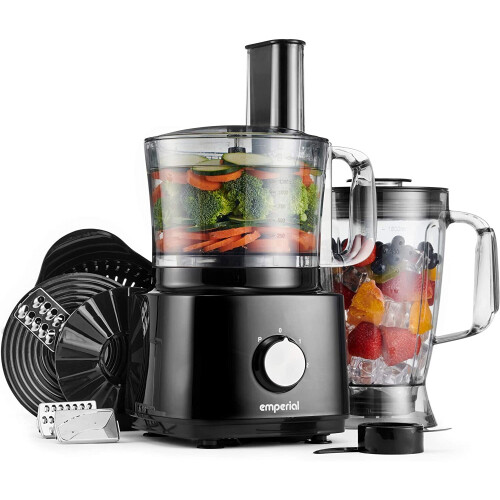 Emperial Food Processor and Blender with Attachments - 750W Black