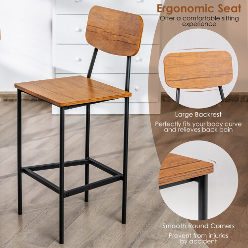 Costway 5-Piece Dining Table Set W/ Counter Height Table & 4 Bar Stools 1