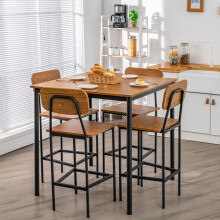 5-Piece Dining Table Set W/ Counter Height Table & 4 Bar Stools