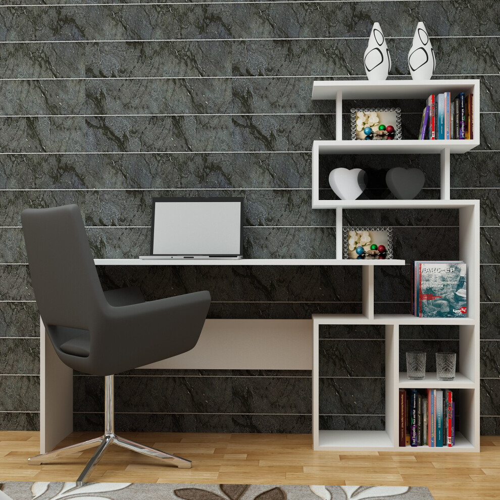 Next Computer And Study Desk Workstation With Shelving Unit