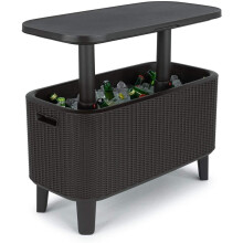 Keter Bevy Bar 60 Liter Cooler with Cocktail Table Top Serving Station, Grey
