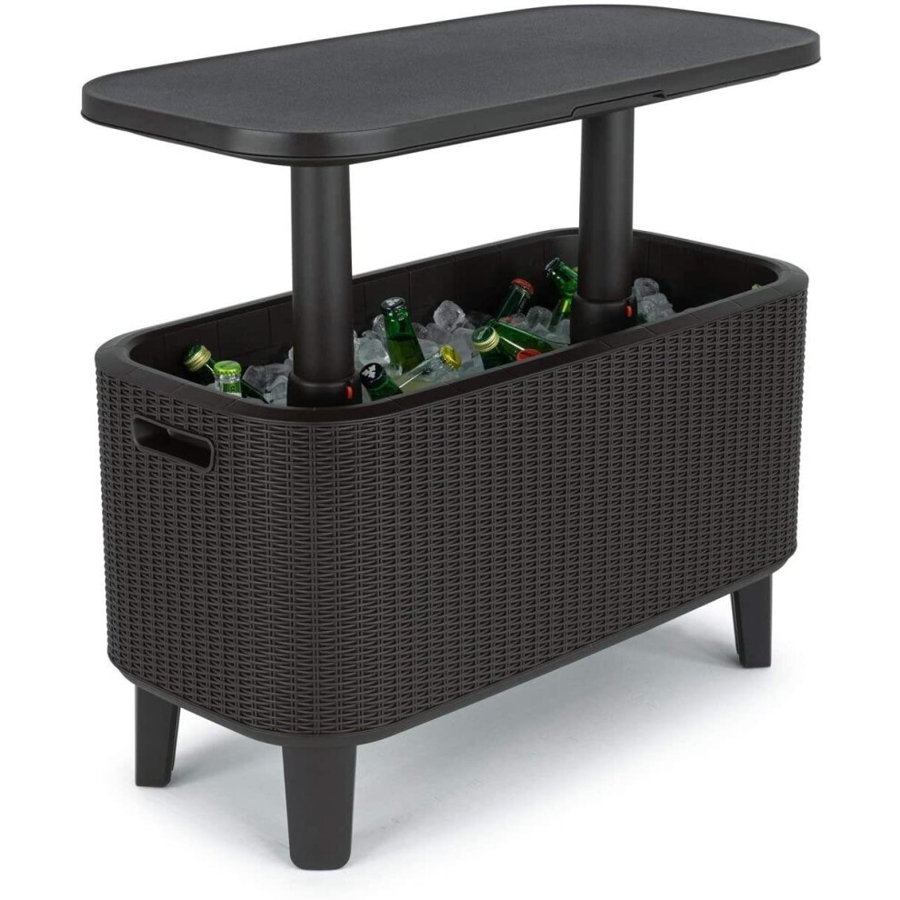 Keter Bevy Bar 60 Liter Cooler with Cocktail Table Top Serving Station, Grey