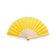 (Yellow, Pack of 10) Wooden Handheld Hand Fan Wedding Guest Accessory Favour Summer Hen Party