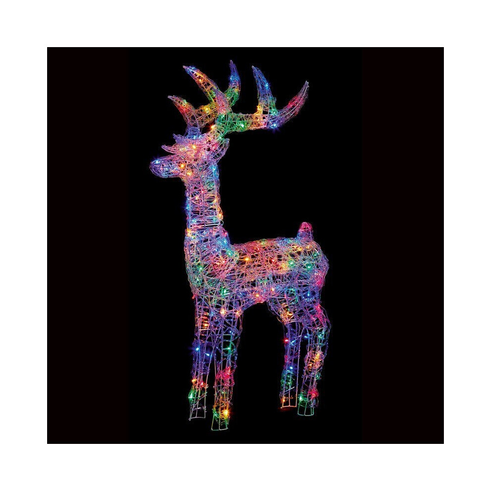 Premier 1.15M Multi Action Lit Soft Acrylic Reindeer 160 Multi Colour Led Lights