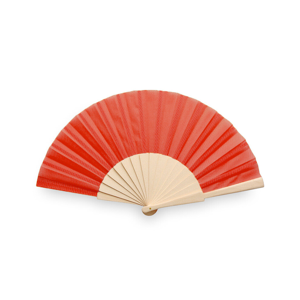 (Red, Pack of 1) Wooden Handheld Hand Fan Wedding Guest Accessory Favour Summer Hen Party