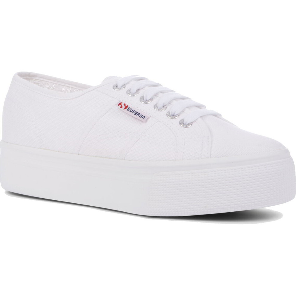 (White, Uk 8) Superga 2790 Cotw Linea Womens White Lace Up Chunky Platform Trainers Shoes