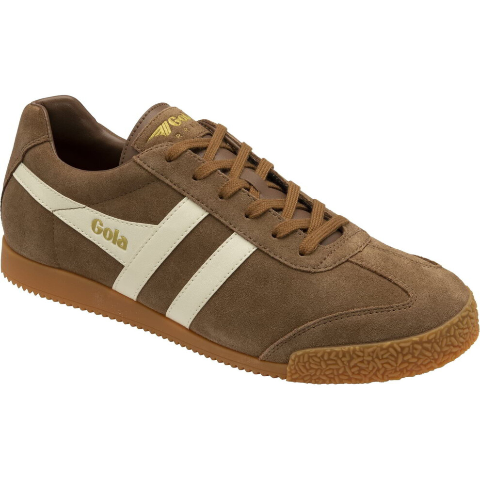 (Tobacco Off White, UK 8) Gola Harrier Classics Mens Brown Suede Retro Lace Up Trainers Shoes