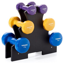 York Fitness 1, 2, and 3 Kg Free Weight Strength Training Dumbbell Set with Rack