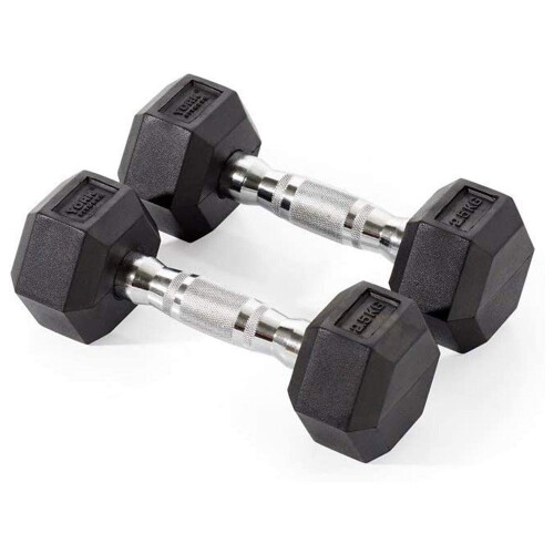 York Fitness York Fitness Rubber Hex Home Gym Free Weights Dumbbell Equipment Set, 7.5 Kg