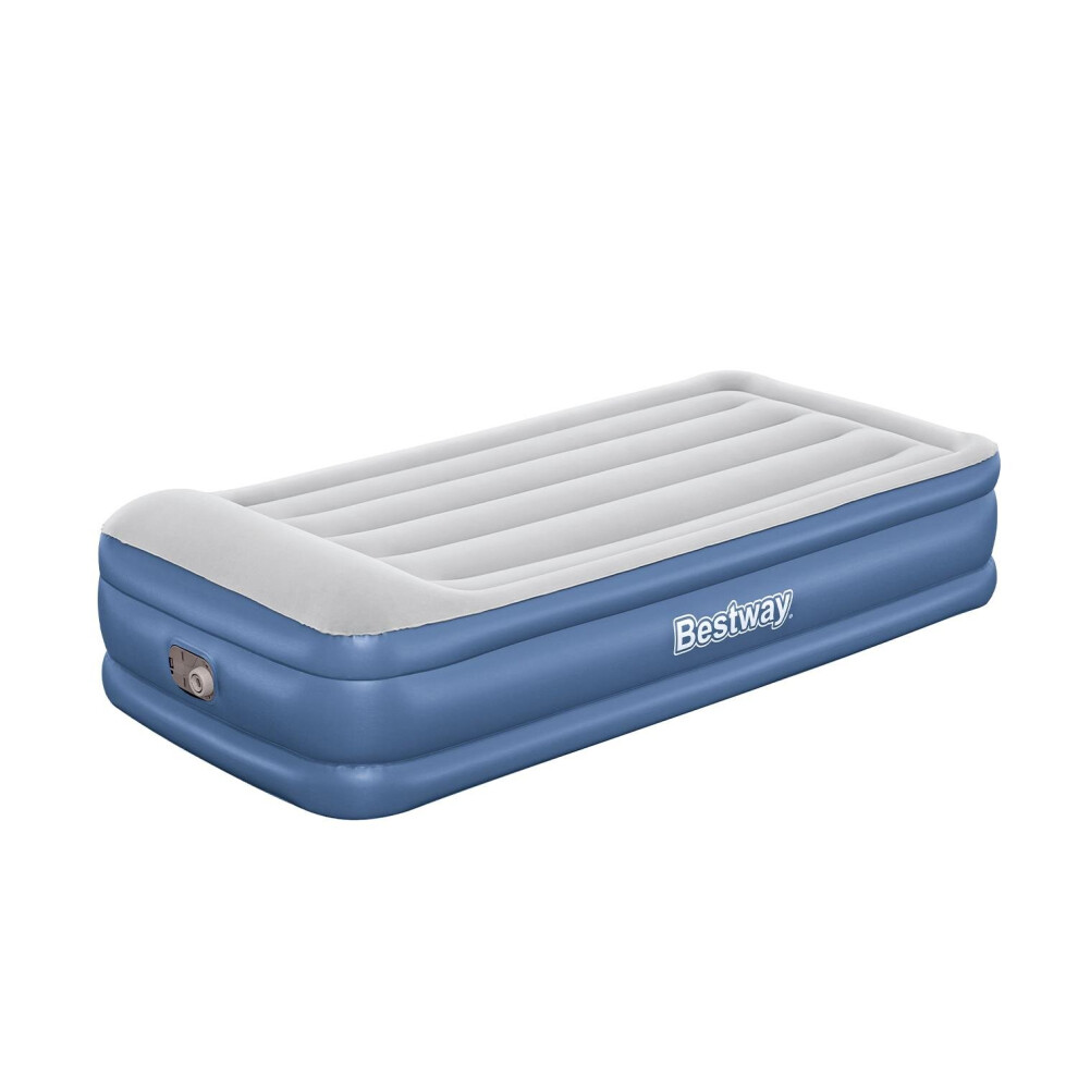 Bestway Tritech Inflatable Twin Sized Airbed Home Air Mattress with Air Pump