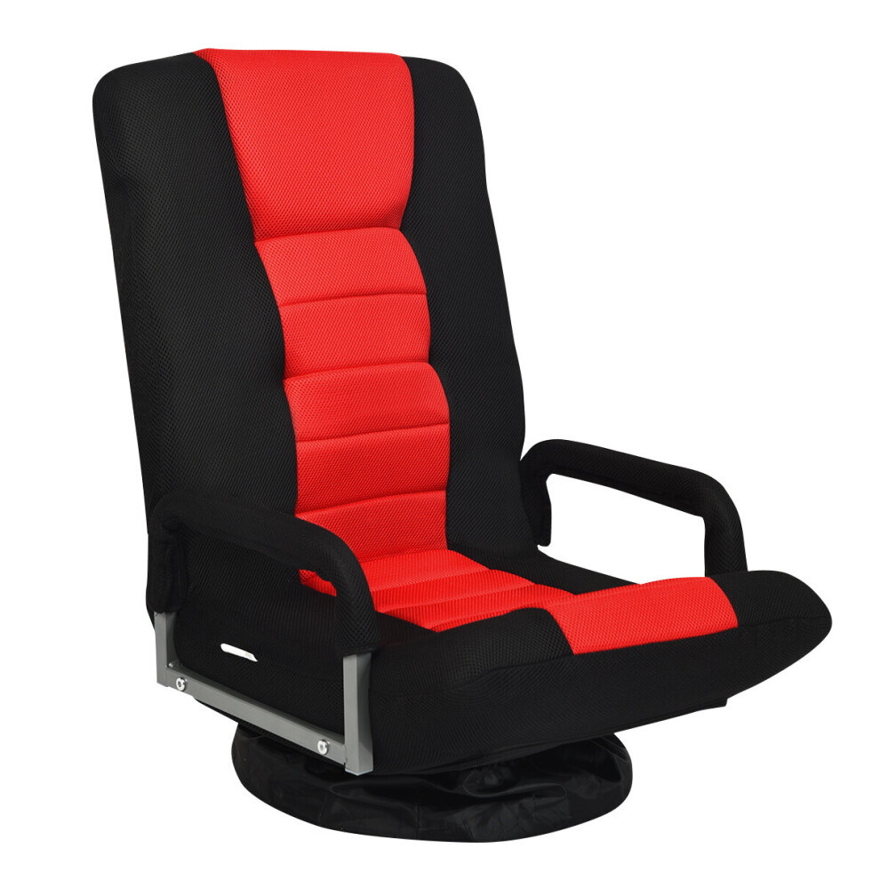Adjustable 6-Position Folding Floor Chair w/ 360° Swivel Base
