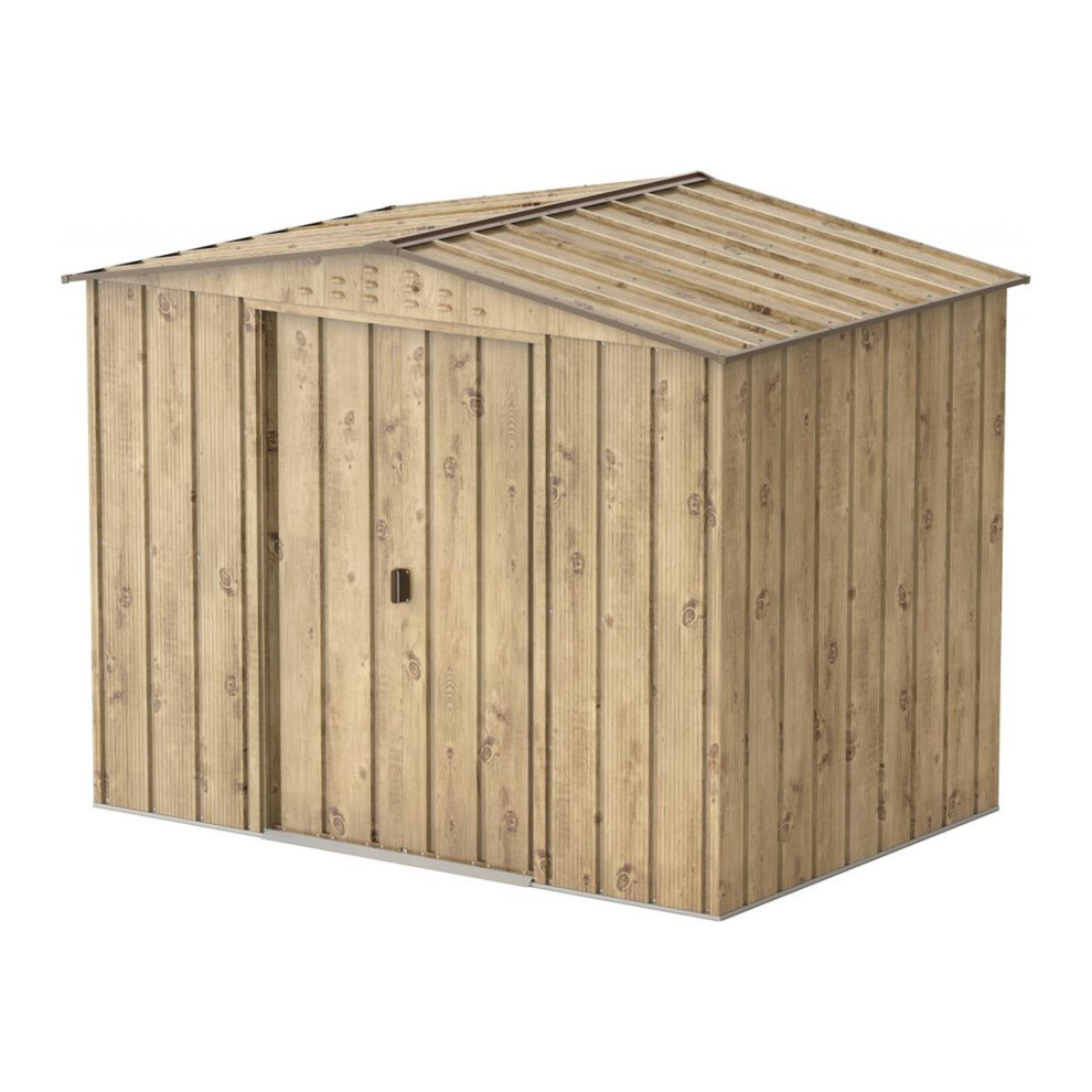 Duramax TOP 8' x 6' Outdoor Weatherproof Garden Tool Storage Shed, Woodgrain