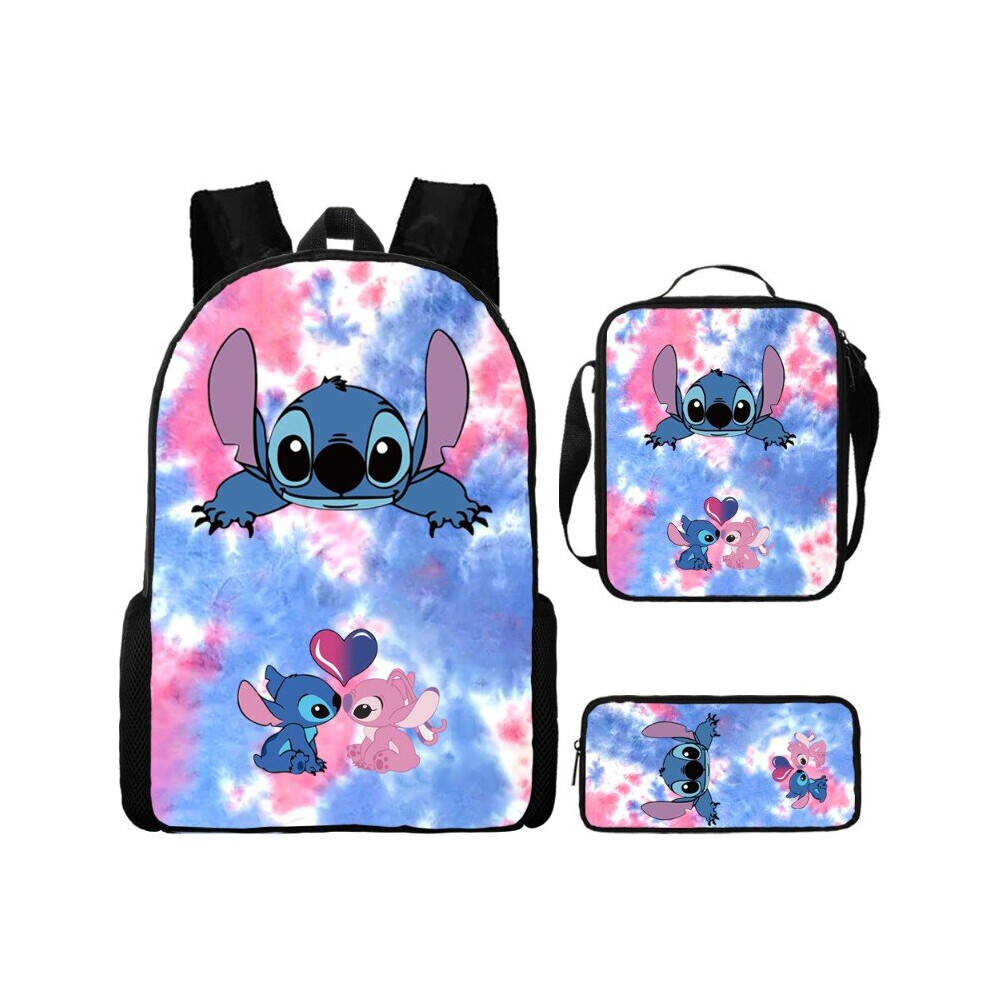 (14) Stitch 3 Piece School Bag Lunch Bag Pencil Case Kids Set