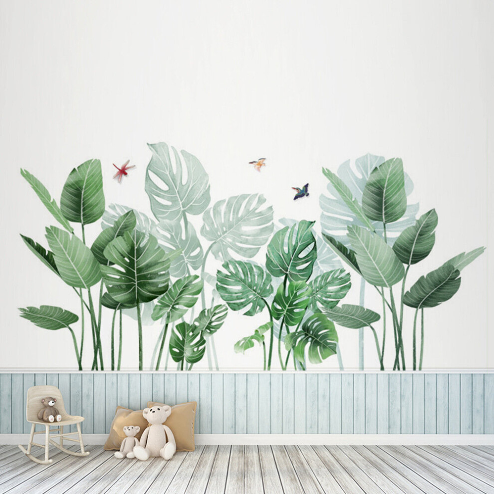 Living And Home Decorative Rainforest Greenery Wall Decal Tropical Plants Wall Sticker