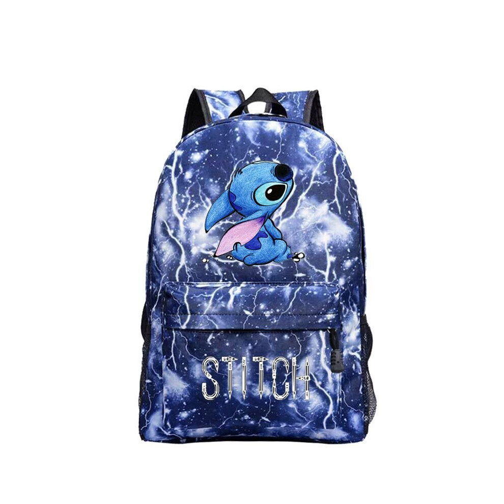 (Thunder Blue) Stitch backpack Students Boys Girls back to school Bags Teens Daily Backpack