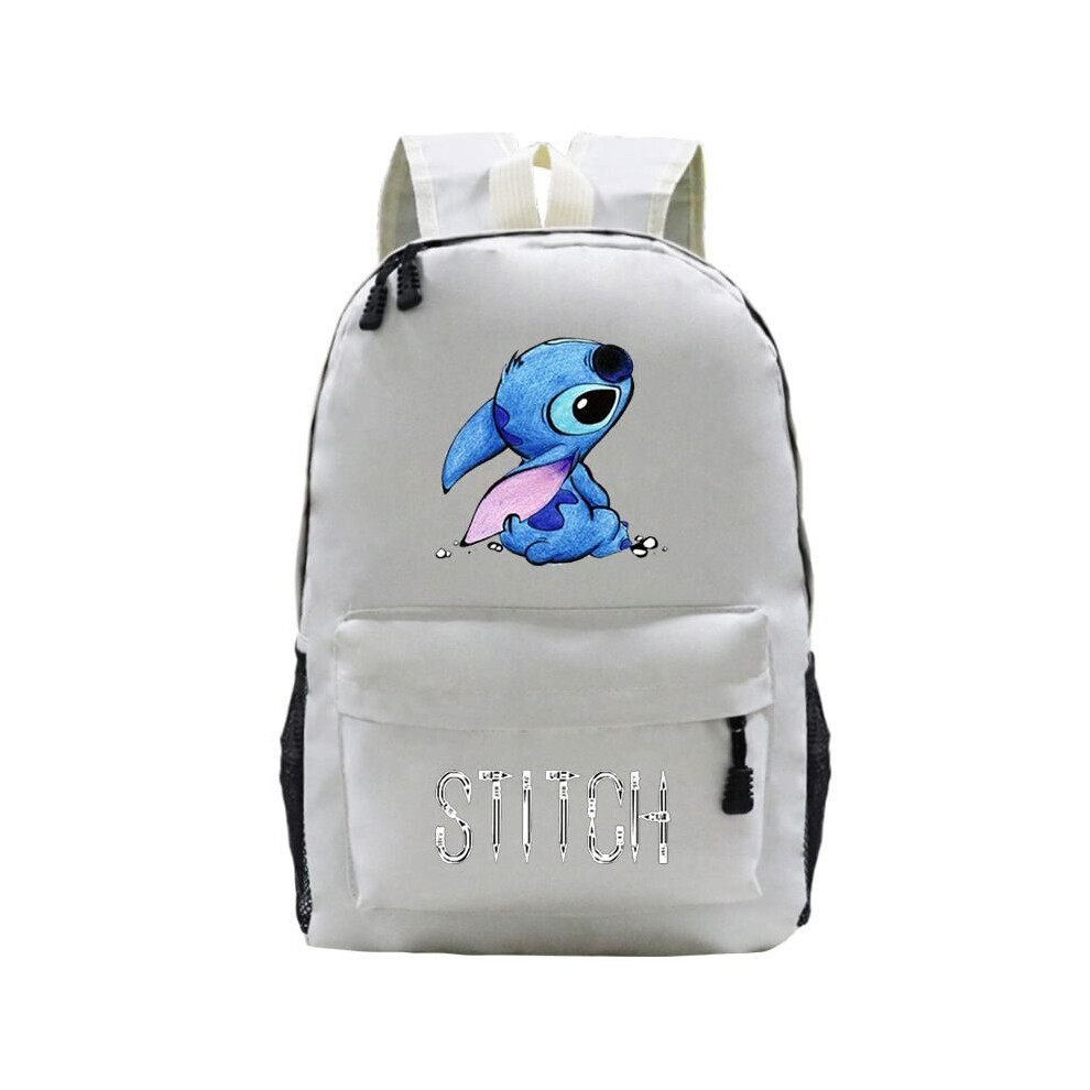 (Beige) Stitch backpack Students Boys Girls back to school Bags Teens Daily Backpack