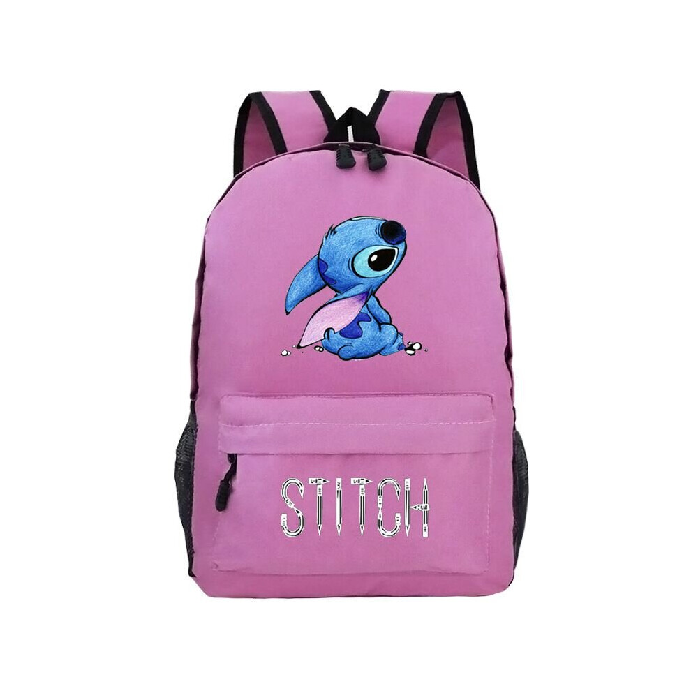 (Pink) Stitch backpack Students Boys Girls back to school Bags Teens Daily Backpack
