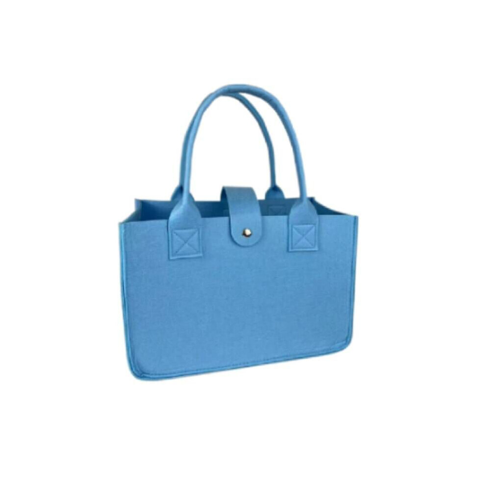 (LakeBlue) 11.8In Felt Tote Bag Ladies Fashion Shopping Organizer Bag 