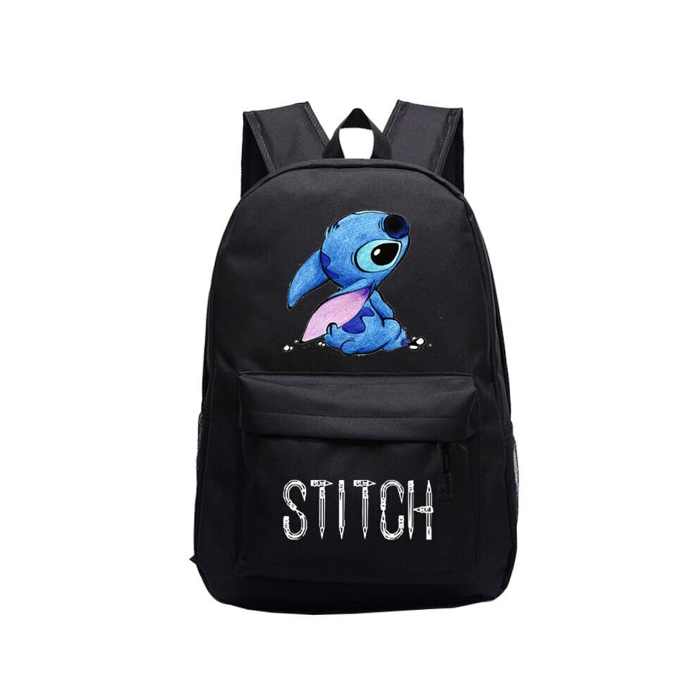 (Black) Stitch backpack Students Boys Girls back to school Bags Teens Daily Backpack