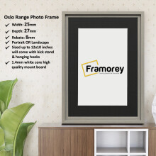 (18x12" Pic (22x16" Frame)) Oslo Style Picture Frames / Grey Photo Frame / Best Photo Frame For Birthday Gifts / Wall Art Poster Frame With Black Mount
