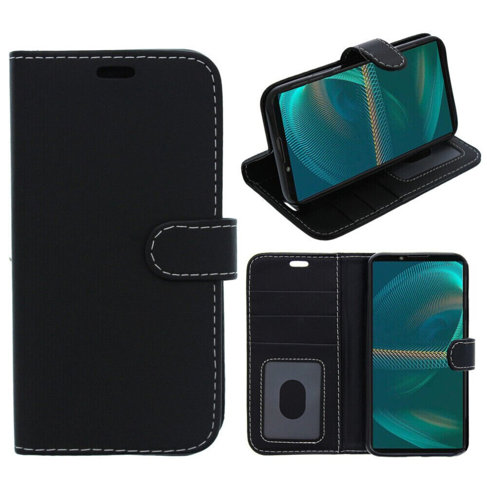 (BLACK) Fonejacket For Sony Xperia 10 IV Phone Case, Cover, Flip Wallet, Folio, Leather /Gel