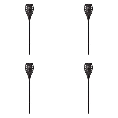 Smart Solar LED Cool Flame Compact Torch Stake Light (4 Pack) Warm White Black 1