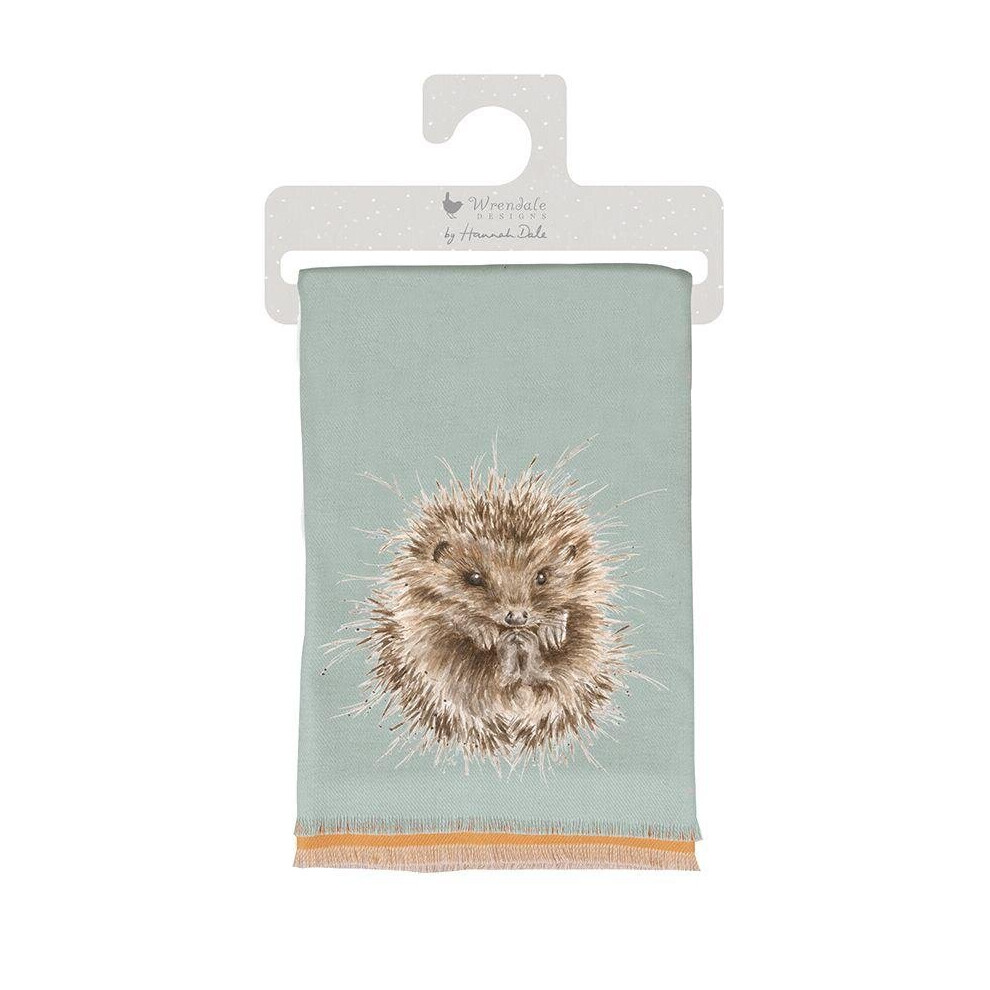 Wrendale Awakening Hedgehog Winter Scarf In Gift Bag Green