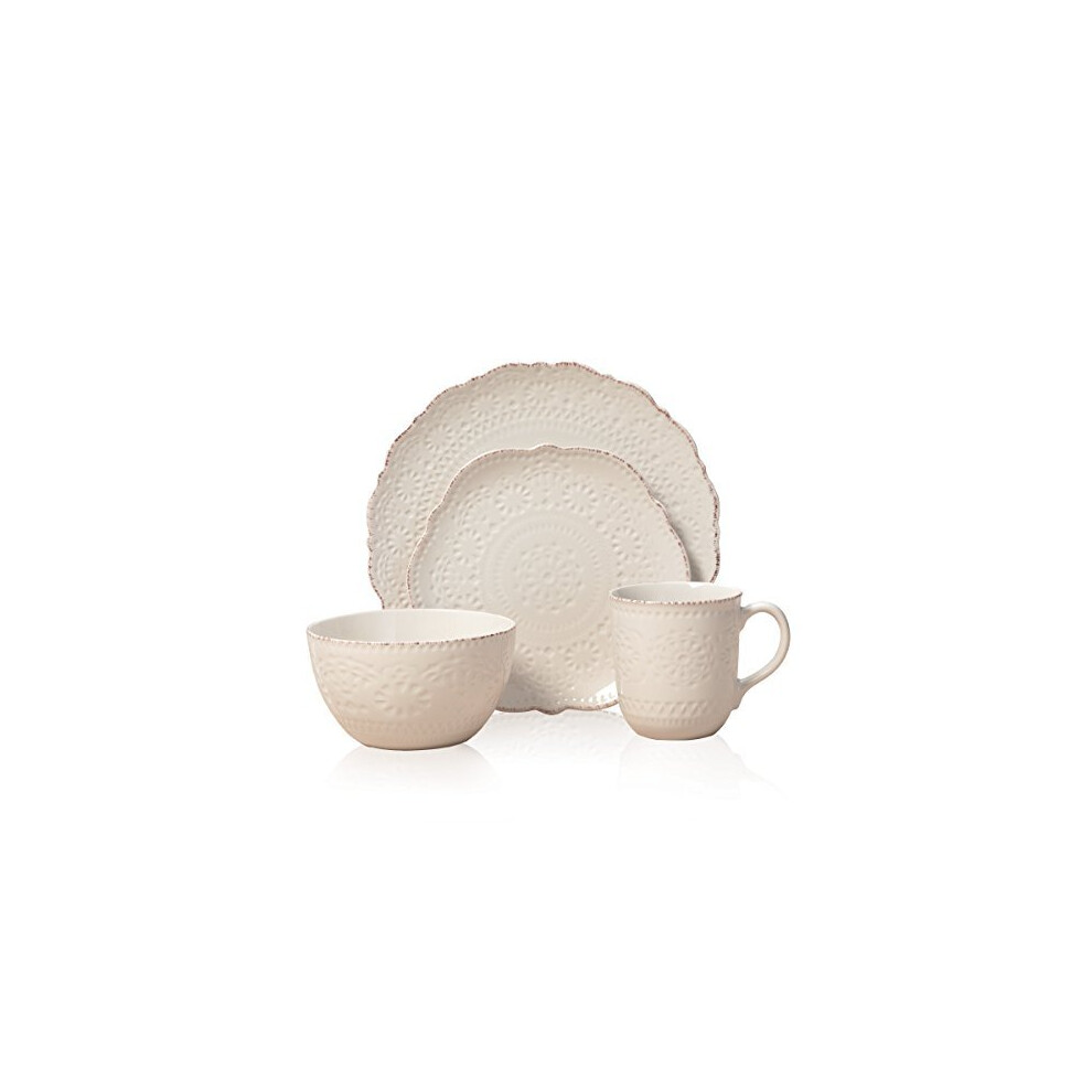 Pfaltzgraff Chateau Cream 16-Piece Stoneware Dinnerware Set, Service for 4, Off White