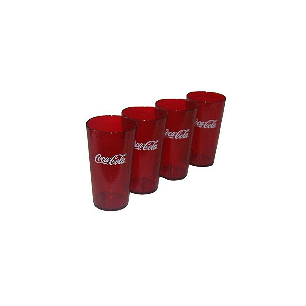 Carlisle Paddles Coca Cola Logo Ruby Red Plastic Tumblers Set of 4-16oz (Coke)