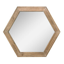 Stonebriar Decorative 24" Hexagon Hanging Wall Mirror with Natural Wood Frame and Attached Hanging Bracket, Rustic Farmhouse Decor for the Living Room