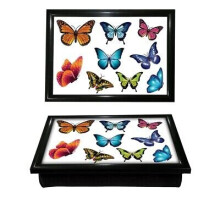PHM0584 Butterfly Lap Tray with Bean Bag - Soft Padded, High-Gloss MDF Wood, 44x33x6cm, Laptop/Breakfast/Dinner
