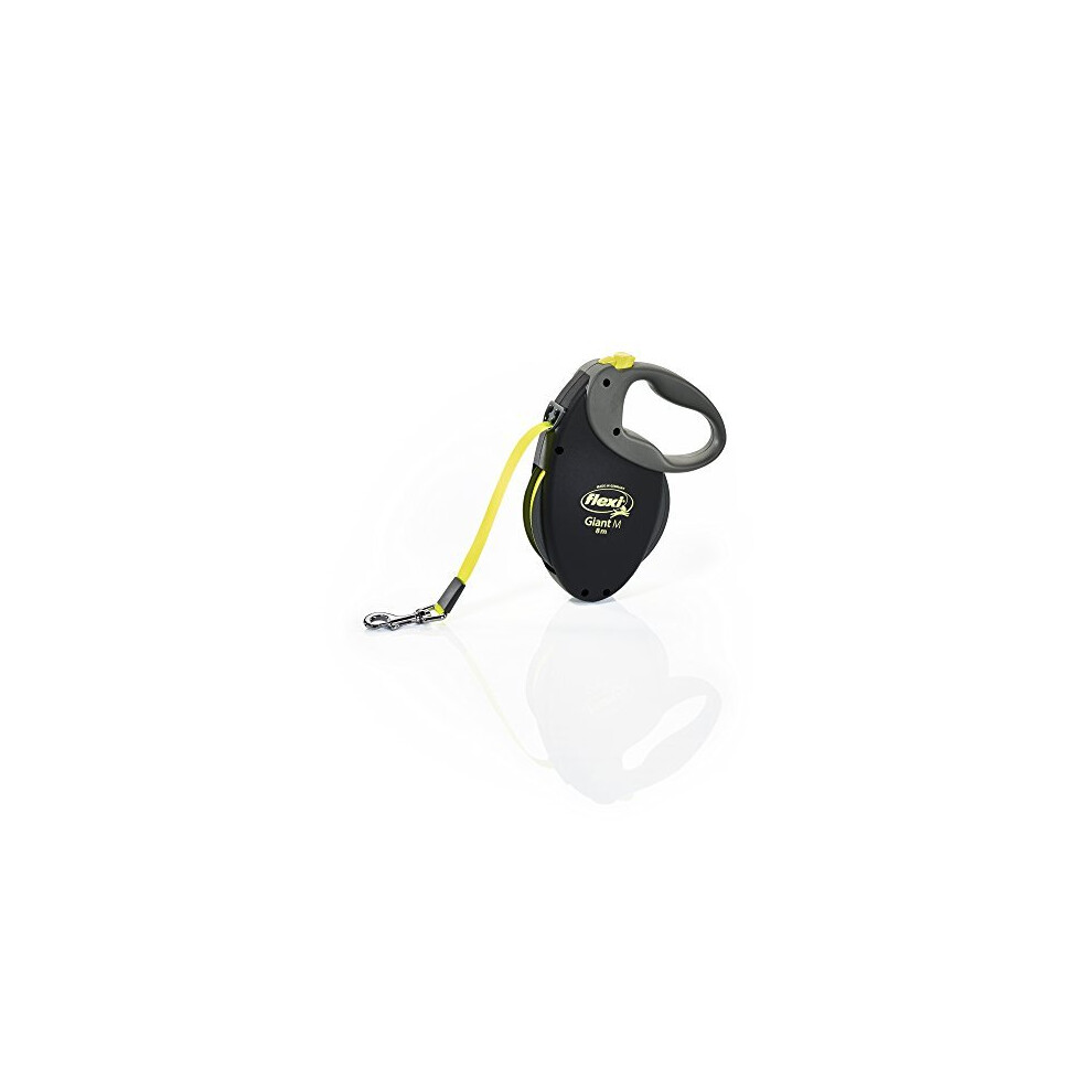 FLEXI Giant Medium Retractable Dog Leash (Tape), 26 ft, Medium, Black/Neon