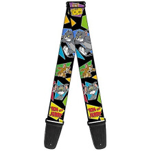 Buckle-Down GS-WTAJ007 Guitar Strap - TOM & JERRY Poses Black/Multi Color (vertical for SP/GS - from WTAJ004) 2"""""""" Wide & 29-54"""""""" Length