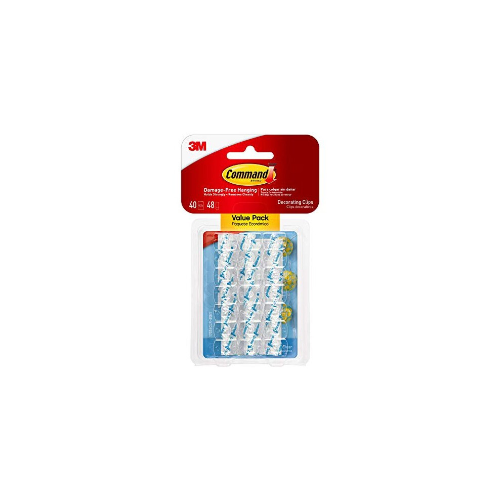Command Small Decorating Clips, Mini Light Clips, Clear, 40-Clips/Pack, 4-Packs, Decorate Damage-Free