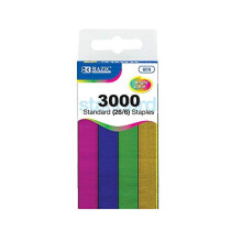 BAZIC Heftklammern Standard (26/6) Metallic-Farbe 3000/Packung Hefter-Nachf   llpackung Standardgr      e Heftklammern verschiedene Farben 1er-Packung